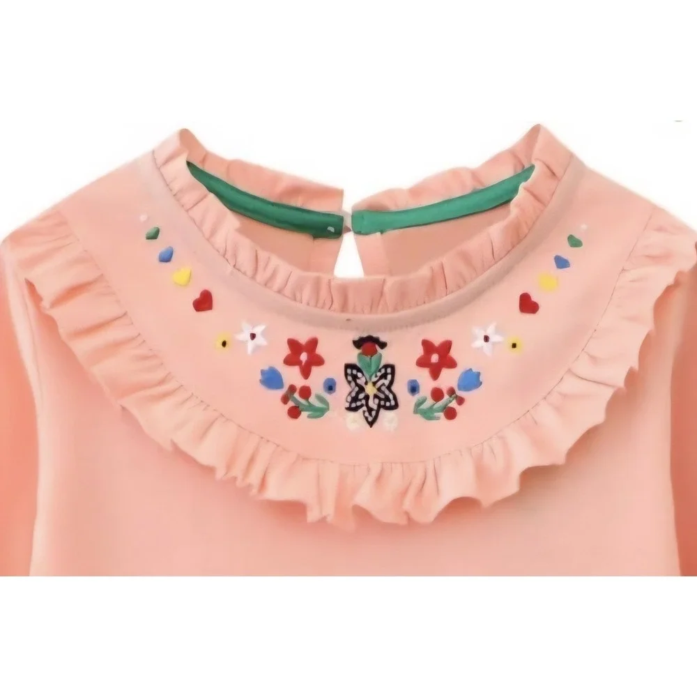 Girl's Long Sleeve Embroidered Dress PEACH Color SZ:‎ 5T NWT
